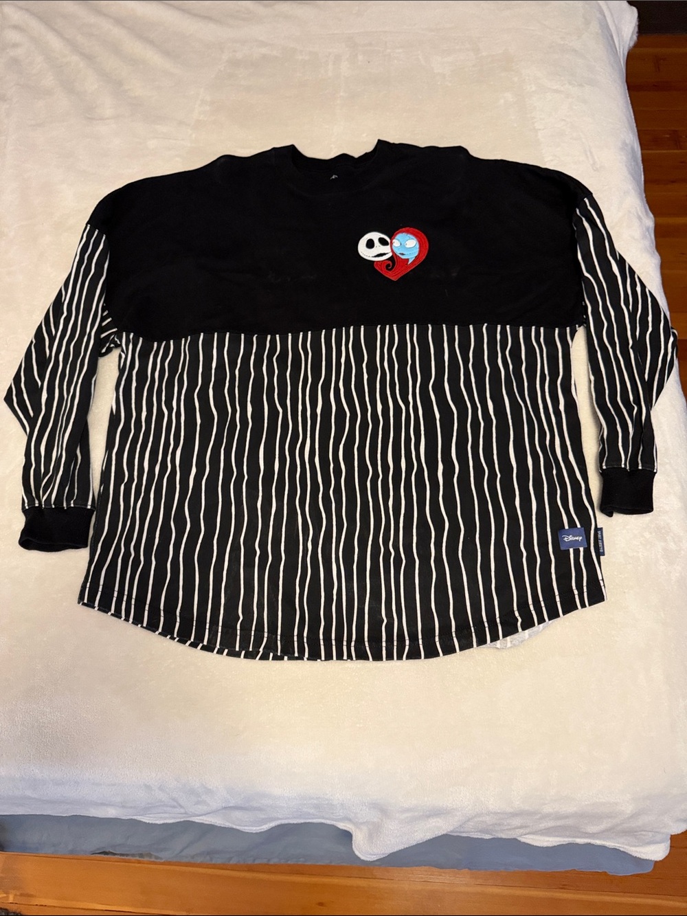 Disney Black & White Jack Skellington Heart Patch Long Sleeve Top